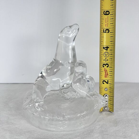 Seal With Pup Crystal Figurine RCR Royal Crystal Rock Made In Italy. Glass Decor - Picture 4 of 6